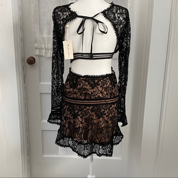 NWT For Love and Lemons Black Emorie Mini Dress - Picture 7 of 12